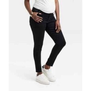 Isabel Maternity Skinny Pants Size 6 Black Side Panel Stretch Work Casual